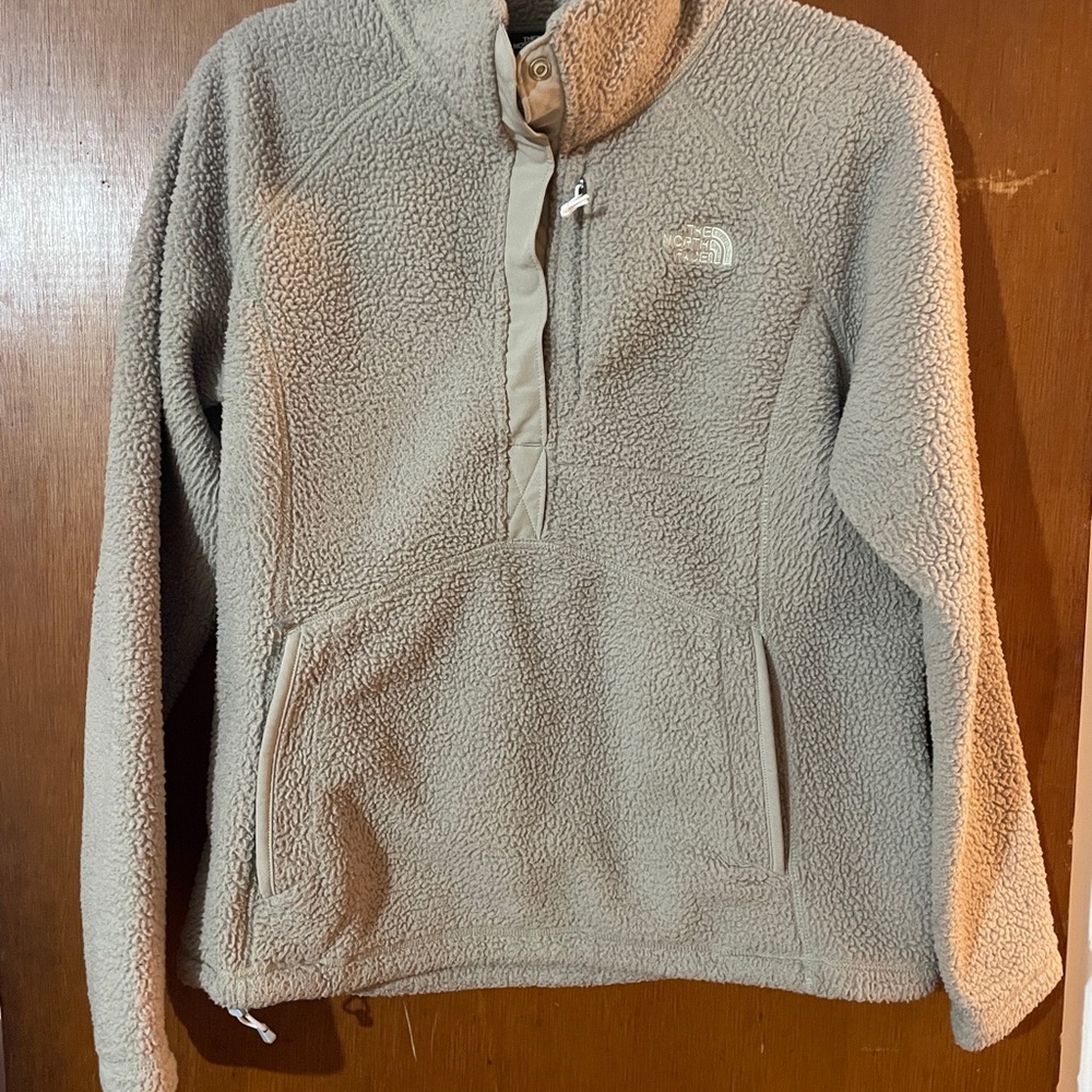 The North Face Tan Fleece quarter snap pullover